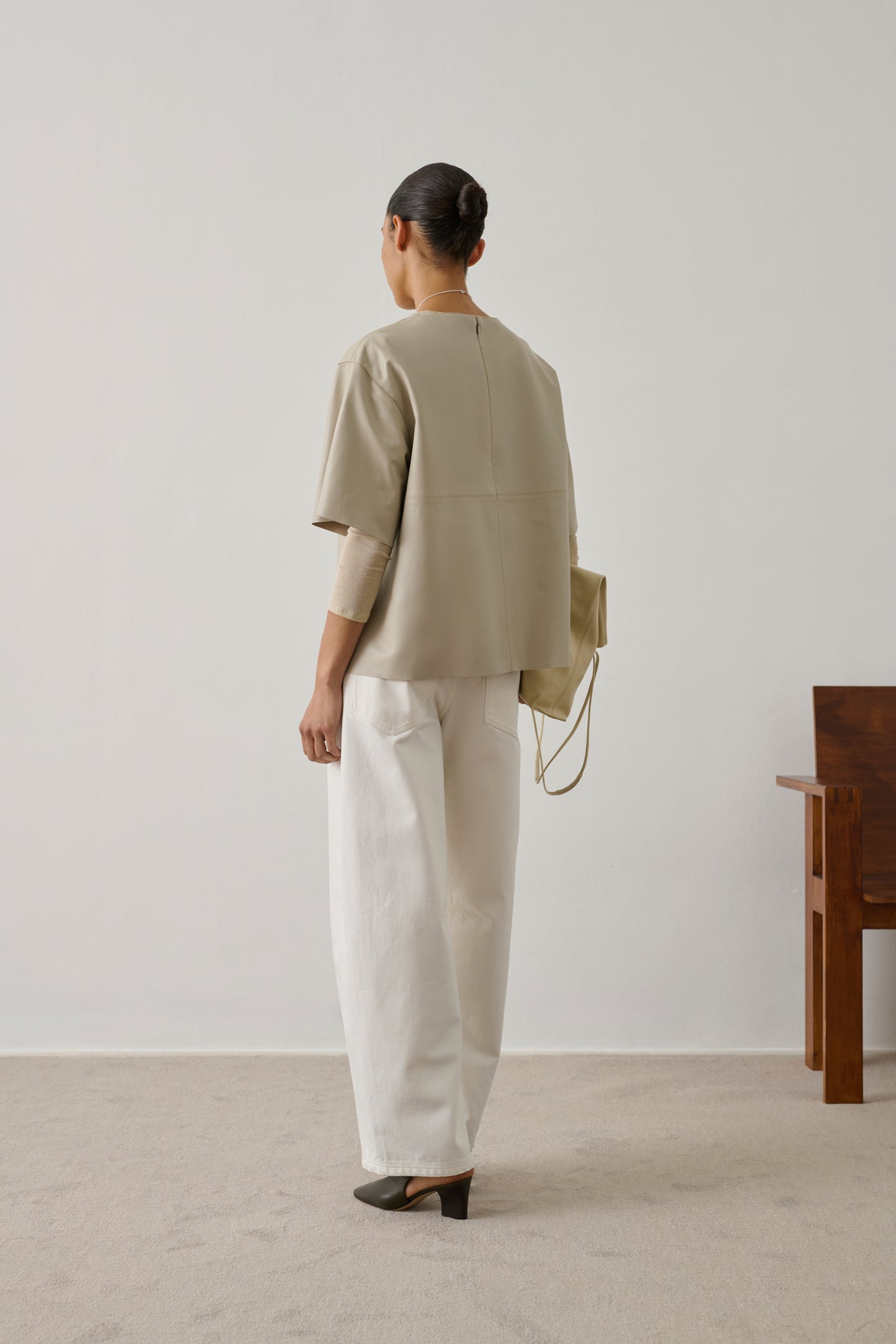 Blouse Frieda - Mastic - Cuir - Femme