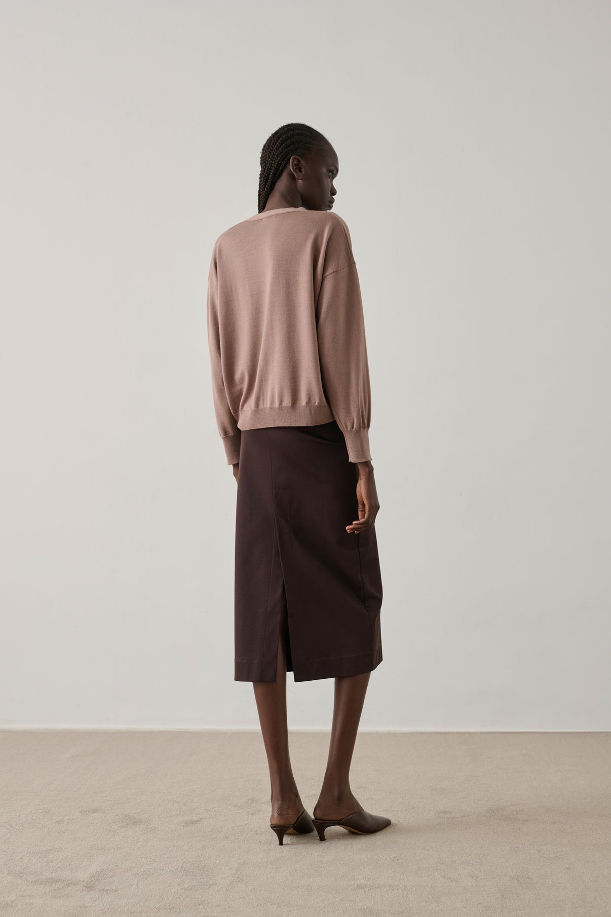 Cardigan Idem - Rose Pâle - Laine mérinos - Femme vue 3